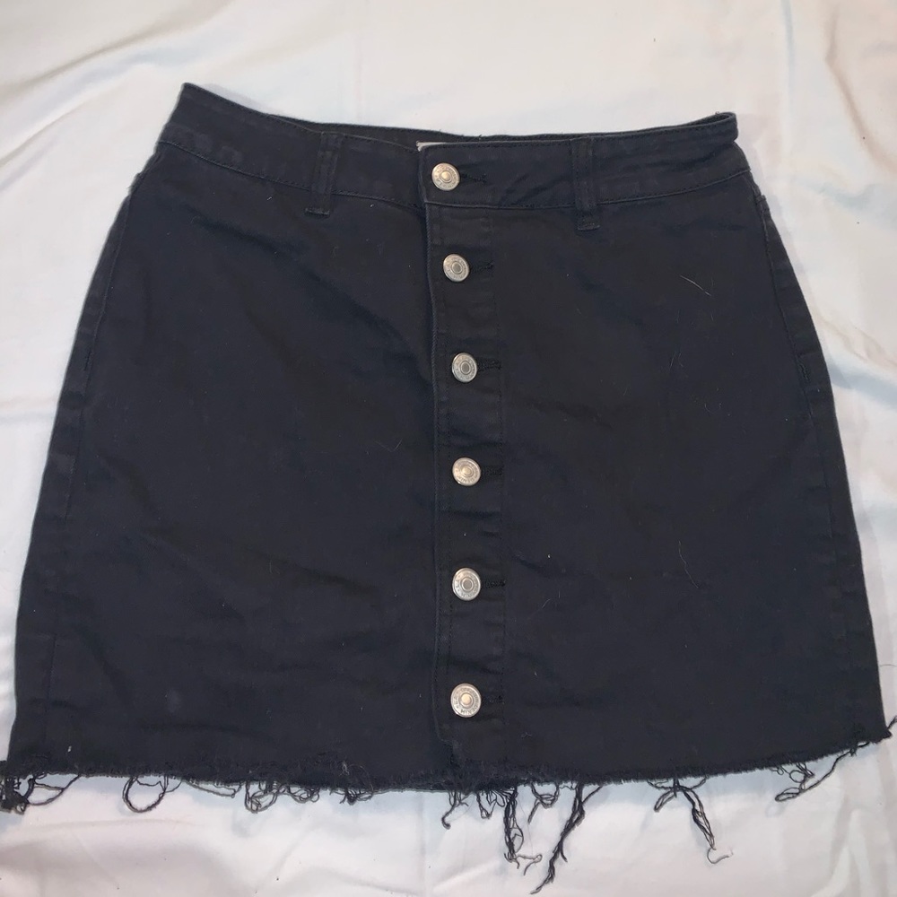 Black denim skirt